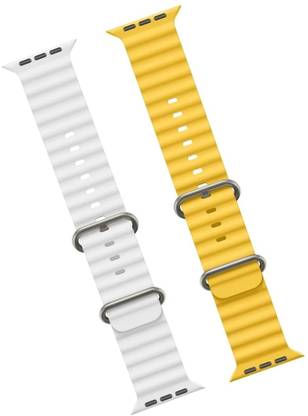 Priavy White & yellow silicon Smart Watch strap for iWatch Bands Ultra 49mm 45mm 44mm 42mm ocean Smart Watch Strap