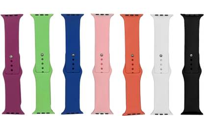 BLACK LOVIES Watch Strap Compatible with Apple Watch Straps 42mm 44mm, Soft Silicone Belt Sport Wristbands Smart Watch Band for iWatch Series SE 6/5/4/3/2/1 (PACK OF 7) Smart Watch Strap