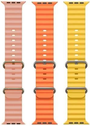 Antoj Smart Watch strap for T800, T900, T10, I8 pro,I7 pro, S8 ultra, watch 8, Watch 9 of size 49mm 45mm 44mm 42mm(Pink, ornage, yellow ) Smart Watch Strap
