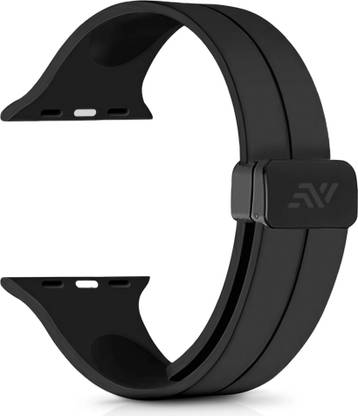 NECESORIES Silicon Magnetic Folding Buckle Band Compatible with Iwatch 42/44/45/46/49 mm Smart Watch Strap