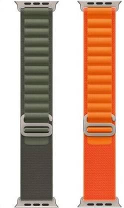 ABSOLUTE LIFESTYLE Alpine Loop Nylon Bands/Straps Compatible with Watch 49mm 45mm 44mm 42mm Men & Women, Adjustable Strap with Metal G-Hook Premium Green and Orange Strap for iWatch Ultra Series SE 8 7 6 5 4 3 2 1 (Only Alpine Loop Strap, Watch NOT Included) Smart Watch Strap