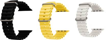 Priavy Ocean Smart Watch Strap Belt for Ultra Watch 49 mm, Series 8 / 7 45 mm, Series 6 / 5 / 4 44 mm, Series 3 42 mm, T800 Ultra, Watch 8 Ultra, i8 Pro Max, W26, T800. Smart Watch Strap(Black, Yellow, White) Smart Watch Strap