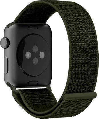 DailyObjects Army green Lightweight Loop Nylon WatchBands/Straps Compatible with Apple Watch 42mm/44mm/45mm/49mm | Sporty Adjustable Strap with Premium Velcro closure Strap for Apple iWatch Ultra Series SE 8 7 6 5 4 3 2 1 (Watch NOT Included) Smart Watch Strap