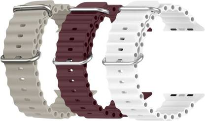 FORTUNATE Silicone Ocean Adjustable Metal-Hook Premium Watch Strap for Apple Watch Series 8 7 6 5 4 3 2 1 SE, T800, HW12, HW13, HW16, K16, K17, A2, i7 PRO MAX, i8 PRO MAX, Watch Ultra, Series 17 Smart Watch Strap