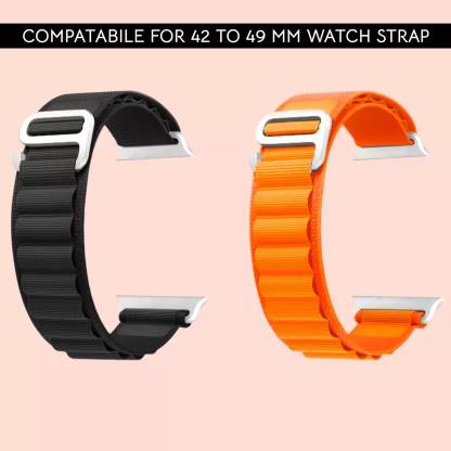 Aenoko Alpine Loop Band Compatible with Ultra Watch 49 mm, Series 8 / 7 45 mm, Series 6 / 5 / 4 44 mm, Series 3 / 2 / 1 42 mm, T800 Ultra, Watch 8 Ultra, i8 Pro Max, W26, T800. Smart Watch Strap [PACK OF 2] Smart Watch Strap