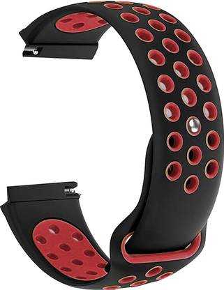 ACM Watch Strap Silicone for Ticwatch Pro Smartwatch Belt Band Black & Red Smart Watch Strap