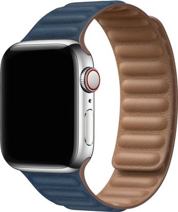 DailyObjects Blue Lightweight Poppy Leather Link Watchband/Straps Compatible With Apple Watchband 38 mm/40 mm/41 mm | Premium Flexible Slim Fit, Sporty Adjustable Strap with Magnetic Closure Watchband For Apple Ultra iWatch Series SE 8 7 6 5 4 3 2 1 (Smartwatch Not Included) Smart Watch Strap