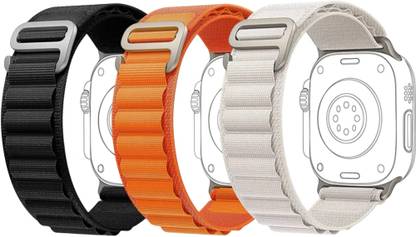 onefit Premium Alpine Loop Strap Nylon Watch Band for Apple Watch 42mm/44mm/45mm/49mm (Only Alpine Loop, Watch NOT Included) (PACK OF 3) Smart Watch Strap