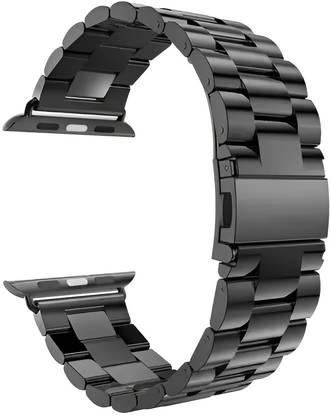 PREMBROTHERS Stainless Steel Metal Chain Butterfly Closure Lock with Folding Metal Claps Classic Buckle Wrist Watch Strap, 42mm/44mm for watch Series 1/ Series 2/ Series 3/ Series 4/ Series 5 (Watch Not Included Only) Smart Watch Strap