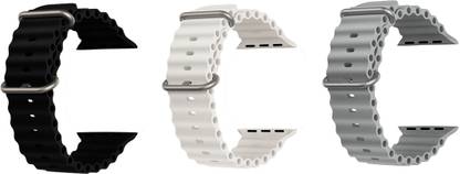 Priavy Ocean Smart Watch Strap Belt for Ultra Watch 49 mm, Series 8 / 7 45 mm, Series 6 / 5 / 4 44 mm, Series 3 42 mm, T800 Ultra, Watch 8 Ultra, i8 Pro Max, W26, T800. Smart Watch Strap(Black, White, Grey ) Smart Watch Strap
