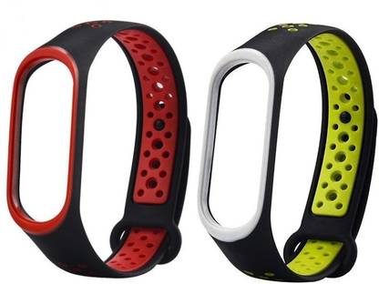 Epaal Replacement Nike Style TPU Silicon Strap Compatible with Mi Band 4 & Mi Band 3 - Red & Green Smart Band Strap Smart Band Strap
