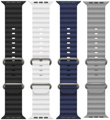 Antoj Smart Watch Strap Belt for Ultra Watch 49 mm, Series 8 / 7 45 mm, Series 6 / 5 / 4 44 mm, Series 3 42 mm, T800 Ultra, Watch 8 Ultra, i8 Pro Max, W26, T800 Ocean (grey, blue, white, black) Smart Watch Strap