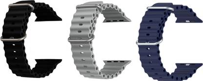 Priavy Ocean Smart Watch Strap Belt for Ultra Watch 49 mm, Series 8 / 7 45 mm, Series 6 / 5 / 4 44 mm, Series 3 42 mm, T800 Ultra, Watch 8 Ultra, i8 Pro Max, W26, T800. Smart Watch Strap(Black, Grey, Blue ) Smart Watch Strap