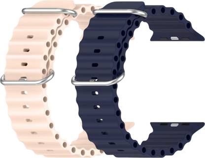 Geo SPORTS Silicone Ocean Adjustable Metal-Hook Premium pink and navy blue straps Smart Watch Strap