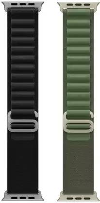 GLowcent Alpine Loop Nylon Bands/Straps Compatible with Watch 49mm 45mm 44mm 42mm Men & Women, Adjustable Strap with Metal G-Hook Premium black and green Strap for iWatch Ultra Series SE 8 7 6 5 4 3 2 1 (Only Alpine Loop Strap for Apple iWatch, Watch NOT Included) Smart Watch Strap
