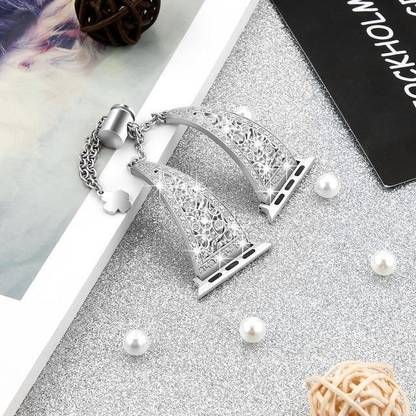 TECHNUV Women Girls Diamond Designer Bling Rhinestone Stainless Steel Apple Watch Bracelet Strap Compatible with Apple Watch 42mm/44mm/45mm/49mm (Se/Series 9/8/7/6/5/4/3/2/1 Ultra 2) Smart Watch Strap