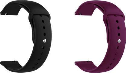 ACM Pack of 2 Strap for Boult Kliff Smartwatch Black/Purple 3749174 mm Silicone Watch Strap