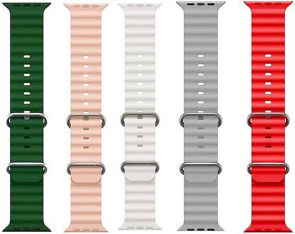 SKIVIEI Silicone Ultra Pack of 5 Bands/Straps Compatible with Watch 49mm 45mm 44mm 42mm Men & Women, Adjustable Strap with Metal Buckle Premium Strap for iWatch Ultra Series SE 8 7 6 5 4 3 2 1 (Only Strap for Apple iWatch, Watch NOT Included) Smart Watch Strap Smart Watch Strap