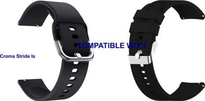 ACM WSM815B22BKBK3862 Pack of 2 Watch Strap Silicone 22mm for Croma Stride Is Smartwatch (Black) Smart Watch Strap