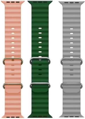 Antoj Smart Watch strap for T800, T900, T10, I8 pro,I7 pro, S8 ultra, watch 8, Watch 9 of size 49mm 45mm 44mm 42mm(Pink, green, grey ) Smart Watch Strap