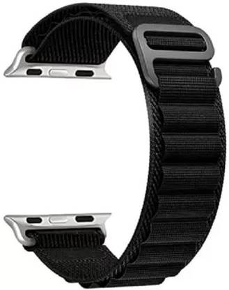 HiWatch Alpine Loop Nylon Bands/Straps Compatible with Watch 49mm 45mm 44mm 42mm Men & Women, Adjustable Strap with Metal G-Hook Premium Strap in black color for iWatch Ultra Series SE 8 7 6 5 4 3 2 1 (Only Alpine Loop Strap for Apple iWatch, Watch NOT Included) Smart Watch Strap