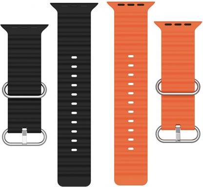 BLACK LOVIES Watch Strap Compatible with Apple Watch Straps 42mm 44mm, Soft Silicone Belt Sport Wristbands Smart Watch Band for iWatch Series SE 6/5/4/3/2/1 (PACK OF 2) Smart Watch Strap (BLACK- WHITE) Smart Watch Strap