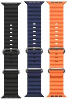 PLACIDO PACK OF 3 Silicone Strap Apple Watch Ultra Series 8,7,6,5,4,3,2,1, i8 Pro Max, W26, 44mm,45mm,49mm Smart Watch Strap