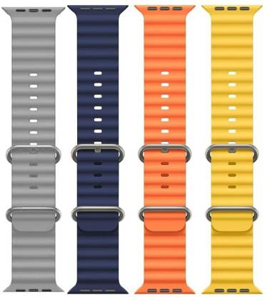 Antoj Smart Watch Strap Belt for Ultra Watch 49 mm, Series 8 / 7 45 mm, Series 6 / 5 / 4 44 mm, Series 3 42 mm, T800 Ultra, Watch 8 Ultra, i8 Pro Max, W26, T800 Ocean (grey, blue, orange, yellow) Smart Watch Strap