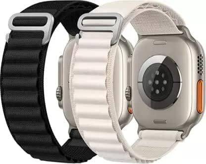 DIDRISHA Nylon Alpine Loop Band Compatible With Apple iWatch Band 49|45|44|42mm 45 mm Fabric Rugged Sports Straps Pack of 2 Smart Watch Strap