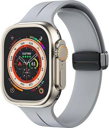 DARKFIT Magnetic Clasp Silicone Bands/Straps Compatible with Watch 49mm 46mm 45mm 44mm 42mm, Wrist Size Adjustable Magnetic Strap for iWatch Ultra & Ultra 2 Series SE 10 9 8 7 6 5 4 3 2 1 (Only Strap, Watch Not Included) Pack of 1 Smart Watch Strap