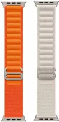 Geo SPORTS Alpine Loop Nylon Bands/Straps Compatible with Watch 49mm 45mm 44mm 42mm Men & Women, Adjustable Strap with Metal G-Hook Premium orange and white Strap for iWatch Ultra Series SE 8 7 6 5 4 3 2 1 (Only Alpine Loop Strap for Apple iWatch, Watch NOT Included) Smart Watch Strap