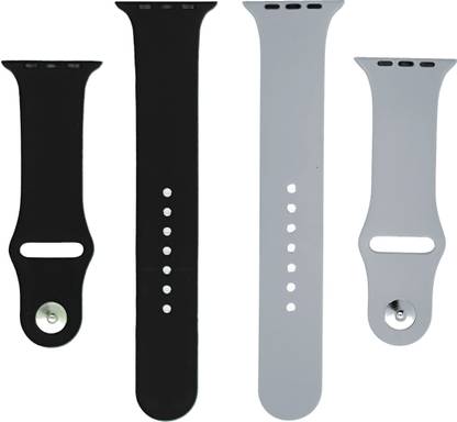 BLACK LOVIES Watch Strap Compatible with Apple Watch Straps 42mm 44mm, Soft Silicone Belt Sport Wristbands Smart Watch Band for iWatch Series SE 6/5/4/3/2/1 (PACK OF 2) Smart Watch Strap (BLACK- GREY) Smart Watch Strap