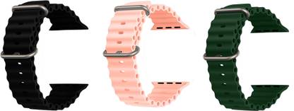Priavy Ocean Smart Watch Strap Belt for Ultra Watch 49 mm, Series 8 / 7 45 mm, Series 6 / 5 / 4 44 mm, Series 3 42 mm, T800 Ultra, Watch 8 Ultra, i8 Pro Max, W26, T800. Smart Watch Strap(Black, Pink, Green ) Smart Watch Strap