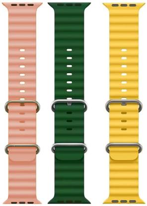 Antoj Smart Watch strap for T800, T900, T10, I8 pro,I7 pro, S8 ultra, watch 8, Watch 9 of size 49mm 45mm 44mm 42mm(Pink, green, yellow ) Smart Watch Strap