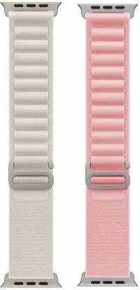 ABSOLUTE LIFESTYLE Alpine Loop Nylon Bands/Straps Compatible with Watch 49mm 45mm 44mm 42mm Men & Women, Adjustable Strap with Metal G-Hook Premium White and Pink Strap for iWatch Ultra Series SE 8 7 6 5 4 3 2 1 (Only Alpine Loop Strap, Watch NOT Included) Smart Watch Strap