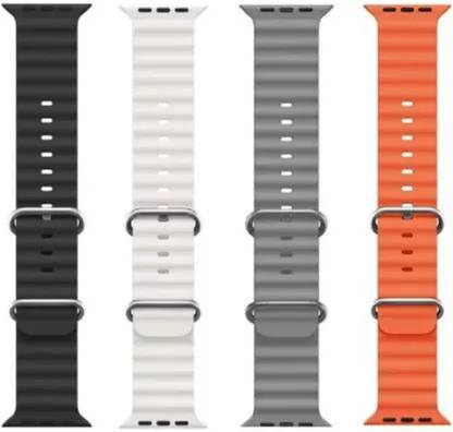 pompeo PACK OF 4 Silicone Strap Apple Watch Ultra Series 8,7,6,5,4,3,2,1, i8 Pro Max, W26, 44mm,45mm,49mm Smart Watch Strap