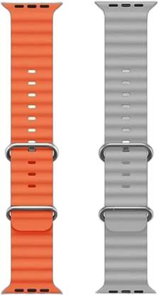 JANROCK Silicone Strap Soft Flexible Compatible with iWatch Band Series Ultra 8 7 6 5 4 3 2 1 SE Band 42mm 44mm 49mm for Women Men (Pack of 2) Smart Watch Strap
