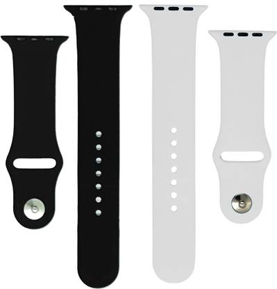 BLACK LOVIES Watch Strap Compatible with Apple Watch Straps 42mm 44mm, Soft Silicone Belt Sport Wristbands Smart Watch Band for iWatch Series SE 6/5/4/3/2/1 (PACK OF 2) Smart Watch Strap (BLACK- WHITE) Smart Watch Strap