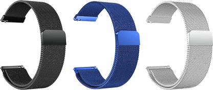 ACM Pack of 3 Strap Magnetic for Motorola Moto 360 2nd Gen 46mm (Black/Blue/Silver) Smart Watch Strap