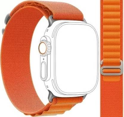 Alpha Electronics Alpine Loop Nylon Bands/Straps Compatible with Watch 49mm 45mm 44mm 42mm Men & Women, Adjustable Strap with Metal G-Hook Premium Strap for iWatch Ultra Series SE 8 7 6 5 4 3 2 1 (Only Alpine Loop Strap, Watch NOT Included) Smart Watch Strap (Orange) Smart Watch Strap
