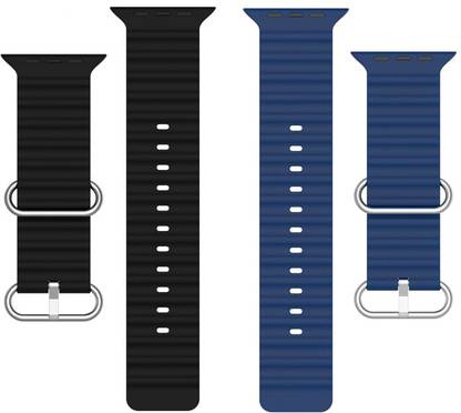 BLACK LOVIES Watch Strap Compatible with Apple Watch Straps 42mm 44mm, Soft Silicone Belt Sport Wristbands Smart Watch Band for iWatch Series SE 6/5/4/3/2/1 (PACK OF 2) Smart Watch Strap (BLACK- WHITE) Smart Watch Strap
