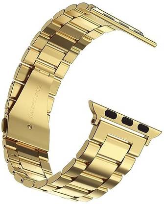 Noteplus Compatible with Apple Watch Band, Stainless Steel Metal Chain Smart Watch Link Bracelet Strap, Wrist-Band for iWatch Series Ultra 8 7 6 5 4 3 2 1 SE SE2 (Golden) Smart Watch Strap