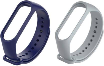 Epaal Soft Silicone Strap for Mi Band 4 & Mi Band 3 - (Navy Blue & Ash Grey) Smart Band Strap