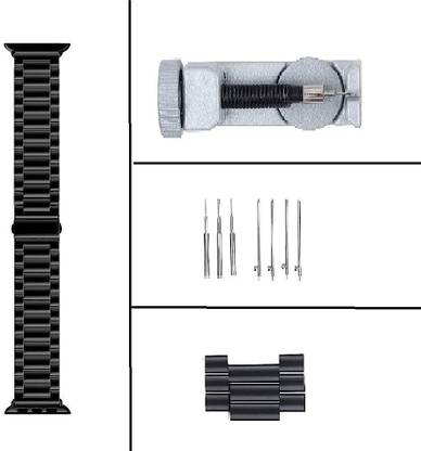 TECHNUV Stainless Steel Metal Chain Fit Link Bracelet Band Strap Compatible with (2023) Apple Watch Series 7 (45mm), Series 6|SE|5|4 (44mm), Series 3|2|1 (42mm) [Watch Not Included] Smart Watch Strap