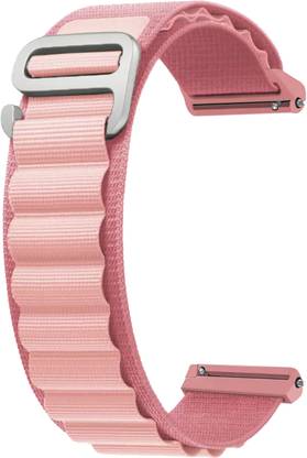 ACM Watch Strap Nylon Hook for Riviera Rsw-10 Smartwatch Belt Band Creame Pink Smart Watch Strap