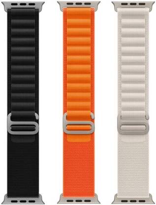 Priavy Smart Watch Strap alpine loop Belt for Ultra Watch 49 mm, Series 8 / 7 45 mm, Series 6 / 5 / 4 44 mm, Series 3 / 2 / 1 42 mm, T800 Ultra, Watch 8 Ultra, i8 Pro Max, W26, T800(black,orange,white ) Smart Watch Strap