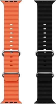 JANROCK Silicone Strap Soft Flexible Compatible with iWatch Band Series Ultra 8 7 6 5 4 3 2 1 SE Band 42mm 44mm 49mm for Women Men (Pack of 2) Smart Watch Strap