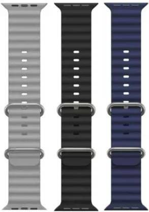 pompeo PACK OF 3 Silicone Strap Apple Watch Ultra Series 8,7,6,5,4,3,2,1, i8 Pro Max, W26, 44mm,45mm,49mm Smart Watch Strap