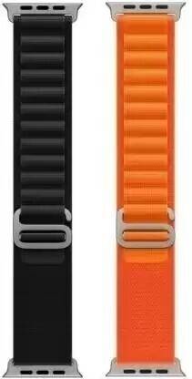 ABSOLUTE LIFESTYLE Alpine Loop Nylon Bands/Straps Compatible with Watch 49mm 45mm 44mm 42mm Men & Women, Adjustable Strap with Metal G-Hook Premium Black and orange Strap for iWatch Ultra Series SE 8 7 6 5 4 3 2 1 (Only Alpine Loop Strap, Watch NOT Included) Smart Watch Strap