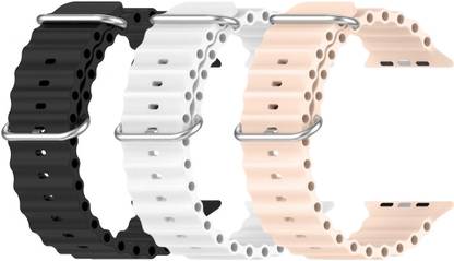Geo SPORTS Silicone Ocean Adjustable Metal-Hook Premium Black, White and Pink straps Smart Watch Strap